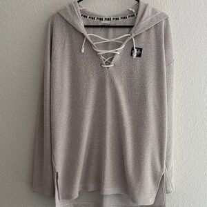 Victoria's Secret Pink Light Gray Lace-Up Sweater